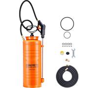 Pulvérisateur à pression - Pulvérisateur à pompe en inox 13,2 L - Industriel & Haute pression - Lance avec poignée pistolet ergonomique - Tuyau - 2 buses en laiton - Pour la construction & le jardinag