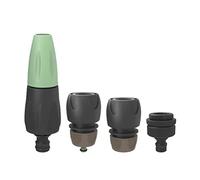 Pulvérisateur de Jardin avec kit de raccordement, Jet perçant ou Brouillard Conique, quantité d'eau réglable, avec raccord de Robinet (3/4", 1/2", 1"), raccord de Tuyau (1/2" - 5/8") et arrêt d'eau