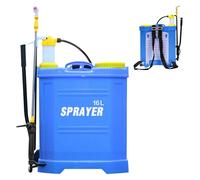 Pulvérisateur de jardin - Pulvérisateur à dos de 16 litres - Pulvérisateur à piston avec régulateur de pression - Bretelles rembourrées - Plastique - Bleu