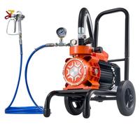 Pulvérisateur de peinture airless à membrane, pulvérisateur de peinture airless sur chariot performant de 900 W, haute pression de 2200 psi, avec rallonge, aiguille de nettoyage et brosse, pour la pei