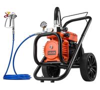 Pulvérisateur de peinture airless à membrane, pulvérisateur de peinture airless sur chariot performant de 2 000 W, haute pression de 3 300 psi, avec rallonge, aiguille de nettoyage et brosse, pour la