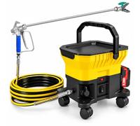 Pulvérisateur de Peinture Airless sans Fil, 2×5 Ah, 600 W sans Balais, Réservoir 7 L, Tuyau Haute Pression 7,2 m pour Murs et Plafonds