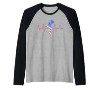Pulvérisateur de Peinture Heartbeat ECG Drapeau USA pour Peintre Automobile Manche Raglan