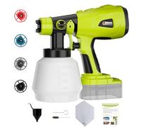 Pulvérisateur de peinture pour batterie Ryobi One+ 18 V avec grand récipient de 1000 ml, couverture uniforme, sans obstruction, pistolet à peinture sans fil portatif pour petits projets et Meduim