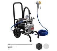 VEVOR Pulvérisateur de Peinture sans Air à Membrane, Système de Pulvérisation de Peinture Airless 1100 W, pour Décor Intérieure Extérieure, Haute Pression 15,17 MPa, avec Chariot, Rallonge et Brosse
