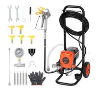VEVOR Pulvérisateur de Peinture sans Air sur Pied, Système de Pulvérisation de Peinture 900 W, 3300 PSI, avec Chariot, Brosse, Tuyau, Rallonge, Buses, pour Déco Intérieure Fournitures Clôtures