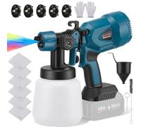 Pulvérisateur de peinture sans fil pour batterie 18 V, pistolet à peinture électrique de 1200 ml avec 5 buses, 3 modes de pulvérisation et contrôle du débit de 0 à 600 ml/min, idéal pour clôtures
