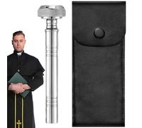 Pulvérisateur d'eau bénite de poche - Cuivre 5 pouces | Distributeur religieux Aspergillum avec sac de rangement en cuir, bouteille d'eau de vin portable | Outil de bénédiction chrétienne