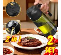 Pulvérisateur d'huile 2-en-1, distributeur d'huile d'olive, bouteille pulvérisatrice en plastique pour la cuisson, la friteuse à air, le barbecue, la pâtisserie et les salades 2pcs White