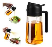 Pulvérisateur d'huile 2 en 1 pour huile alimentaire (470 ml) - Pulvérisateur d'huile pour cuisine, friteuse à air chaud, barbecue et pâtisserie | Avec design anti-goutte | Idéal pour la cuisson, le