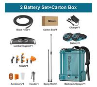 Pulvérisateur dorsal électrique - Pulvérisateur de jardin 100 PSI - Réservoir de 20 litres - Pulvérisateur à batterie pour l'arrosage des pelouses et des jardins - Inclus 2 batteries de 18V