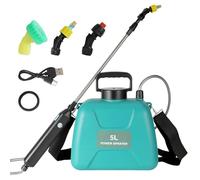 Pulvérisateur électrique 5L,Pulverisateur de Jardin Batterie avec 3 Buses | 2400m mAh Batterie,Sangle Réglable,60 cm Perche Pulvérisatrice Télescopique,Pulvérisateur de Plantes pour Jardin(Vert)