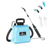 Pulvérisateur Électrique 5L, Pulvérisateur de Jardin sur Batterie 1800mAh, 2 Vitesses & Perche Télescopique, Pulvérisateur Automatique pour Désherbage, Pelouse et Entretien Extérieur (Blue)