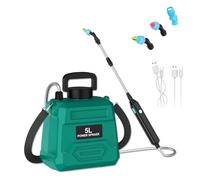 Pulvérisateur Électrique 5L, Pulvérisateur de Jardin sur Batterie 1800mAh, 2 Vitesses & Perche Télescopique, Pulvérisateur Automatique pour Désherbage, Pelouse et Entretien Extérieur (Green)