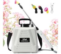 Pulvérisateur électrique 8L de Jardin, avec 3 Buses à Brume | Batterie 2000 mAh Rechargeable par USB, Lance Télescopique et Sangle Réglable,pour Toiture, Pelouse, Cour et Jardin