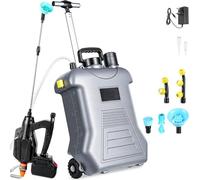 Pulvérisateur Électrique à Batterie 15L sur Roues, Pulvérisateur de Jardin à Dos Compatible avec Batterie 18V, 3 Vitesses de Pression, Lance Télescopique en INOX pour Désinfection et Arrosage