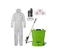 Pulvérisateur Electrique à Batterie 16L + Combinaison de Protection Jetable Jardin + Accessoires de Protection et Pulvérisation