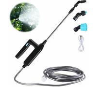 Pulvérisateur électrique portable avec lance télescopique, recharge USB, idéal pour jardin, tuyaux de 2 à 8 m inclus.