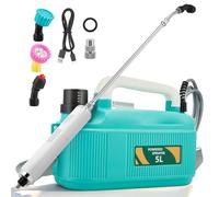 Pulvérisateur électrique pour plantes 5 L, 7,4 V, sans fil, avec 3 buses réglables, poignée rechargeable par USB et tige télescopique, batterie 4000 mAh, pulvérisateur à pression pour jardin