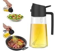 Pulvérisateur et distributeur d'huile 2-en-1 470 ml - verre & PP, spray et verseur, compatible lave-vaisselle, noir