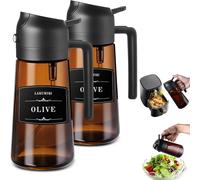 Pulvérisateur et distributeur d'huile en verre 2 en 1, bouteille d'huile d'olive étanche de 16oz pour la cuisson, la friteuse à air, la salade, le barbecue noir