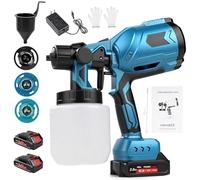 Pulvérisateur Kit de Peinture sans Fil 1000Ml,Makita21V-Batterie Interface | 500W Pistolet Pulvérisateur Électrique HVLP Fonctionnant Avec 2 Batteries, pour Murs, Clôtures de Jardin