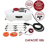 Pulvérisateur ATV 100 L pour quad - Épandeur d'engrais, épandeur, pulvérisateur, système de pulvérisation 12 V - Produits liquides, engrais - 6 accessoires