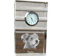Pumi - horloge en verre avec photo, photo de chien en cristal, horloge sur pied personnalisée pour bureau de la marque Art-Dog