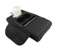 Pumixiy Boîte de rangement pour accoudoir de voiture avec porte-gobelet, boîte à mouchoirs, fente pour cartes, en cuir synthétique, pour SUV, camion, van, noir