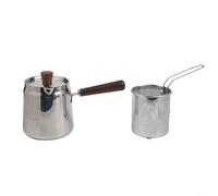 Pumixiy Friteuse en acier inoxydable 304, avec passoire et panier en noyer H≤huile, pour la cuisine, casserole antidérapante, pour cuisinières à gaz et à induction (A-3)