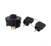 Pumixiy Interrupteur d'allumage 3 positions 5 bornes avec 2 clés Compatible avec tracteurs tondeuse à gazon Remplace OEM 117-2221 137-4100 ABS Métal