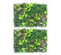 Pumixiy Lot de 2 panneaux muraux pour plantes artificielles - 60 x 40 cm - Vert - Haie d'intimité pour jardin, clôture, décoration extérieure - Résistant aux intempéries - Facile à installer (C)
