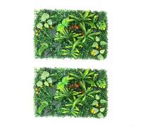 Pumixiy Lot de 2 panneaux muraux pour plantes artificielles - 60 x 40 cm - Vert - Haie d'intimité pour jardin, clôture, décoration extérieure - Résistant aux intempéries - Facile à installer (A)