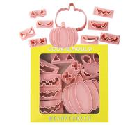 Pumpkin Cookie Cutter With Face - 10 Pack 3D Stamping Sheet, Replaceable Ex | Holiday Accessories Halloween Pumpkin Coo Kids Baking Tool Decorative Party Pumpkin Element Spooky Kitchen Cake Supplies Mold