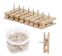 Punaises à Pince en Bois 50pcs punaises avec Pinces en Bois punaises de Carte punaises de Carte pour punaises de Tableau d'affichage (Clips de Couleur Bois 36 * 11mm)