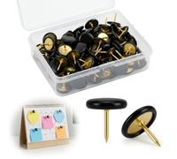 Punaises Noires à Tête Ronde en Métal 100 PCS Solides
