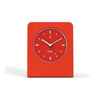 Punkt. AC01 Réveil analogique Design à Quartz, Fonction Snooze, lumière LED, Alimentation de Batterie, réveil de Secours Silencieux sans tic-tac (Bloc en Aluminium et façade en Verre) - Rouge L 3,4
