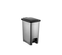 punkto. Poubelle à pédale de 40 l, avec couvercle, sans BPA, design fin, anthracite, avec couvercle noir, pédale et support de sac, en plastique, pour cuisine, salle de bain et bureau
