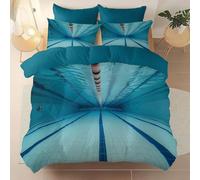 PUOJIEAT Housse de Couette 220x240 Piscine Parures de Lit 3D Imprimée Douce Literie Set Natation Réversible Microfibre Housses de Couettes 2 Personnes avec 2 x Taie d'oreiller 65x65 cm e.8512