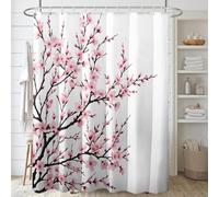 PUOJIEAT Rideau de Douche Anti Moisissure Fleurs de Cerisier, Rideau de Bain Fleur de Pêcher 3D Rideaux de Douche en Polyester, Imperméable, Lavable en Machine, avec Crochets, 100 x 200 cm 2851-ZUA