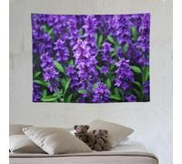 PUOJIEAT Tapisserie Murale Fleurs Violettes Tenture Murale Jardin 3D Tapisseries Decoration Murales Tissu Microfibre pour Maison Salon Chambre 220x240 cm 2399-GT