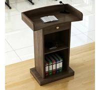 Pupitre de conférence en bois pour bureau ou événements, design durable, bureau de réception professionnel, assemblage facile, idéal pour les présentations et les conférences en public