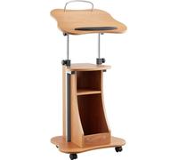Pupitre d'orateur en bois avec roulettes, support de podium de 1,1m, stockage, hauteur réglable