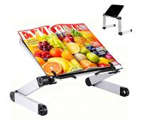 Pupitre pour Livre -Hauteur et angle réglables lutrin livre, support de lecture avec bras en aluminium et clips de reliure, porte livre cuisine pour Big Heavy HardCover et ordinateur portable iPad
