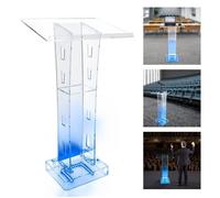 Pupitre Transparent Acrylique - Podium avec Lumière LED, Étagère de Lecture - Pupitre pour la Salle de iscours,