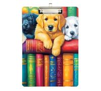 Puppies Books Porte-bloc coloré avec clip discret pour homme et femme, languette de suspension rétractable, imprimé double face, 31,8 x 22,9 cm