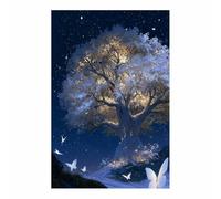 PUQAAEO Arbre De Vie Decoration Arbre arc-en-ciel Starry Radiants Poster Nature, Vintage Toile DéCoration Murale, Decoration Murale Salon,Tableau Murale Chambre(Multicolore)-40x60cm Sans cadre