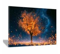 PUQAAEO Decoration Murale Arbre de Vie Coloré Arbre feuillage arc-en-ciel Moderne Impression sur Toile Image,nature Grand Tableaux Decoratifs Muraux,Salon Chambre Bureau(Multicolore)-40x60cm Encadrée