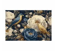 PUQAAEO Tableau Décoration Murale Salon Oiseau fleuri vintage Impression sur Toile Image Peintures sur Toile Décoration Murale pour Chambre Maison Bain(Multicolore)-70x100cm Sans cadre