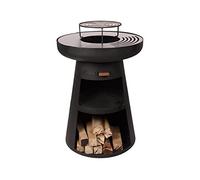 PUR LINE | Barbecue en acier avec grille en acier inoxydable et fonction brasero - Barbecue diamètre 60 cm, comprend couvercle étanche, tiroir cendrier et espace pour le bois de chauffage
